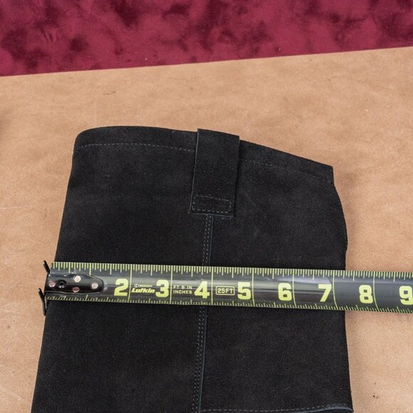 ZIGIny Women Black Suede Riding Slip-on Wedge Heel OTK Fashion Boots sz 7 - Picture 7 of 9